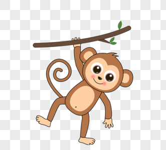 卡通玩耍棕色小猴子monkey图片