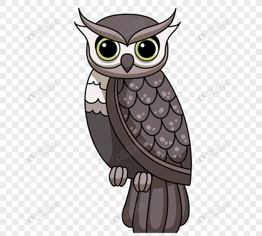 眉毛大眼花纹翅膀猫头鹰卡通元素素材下载-正版素材401883665-摄图网