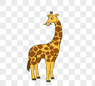 印花卡通手绘可爱吃草长颈鹿素材