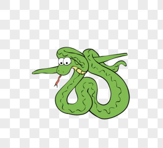 手绘可爱绿色蛇贴图图片