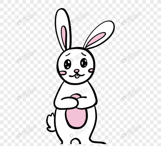 手绘可爱粉白色兔子图片