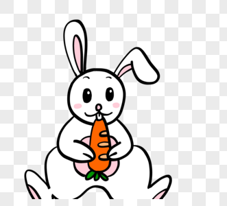 可爱手绘兔子吃胡萝卜元素图片