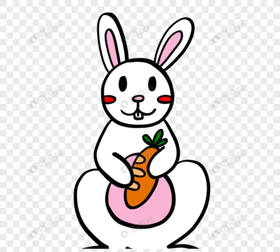 白色可爱兔子手绘图片