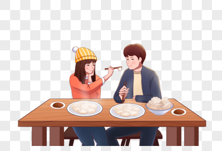 冬至情侣吃饺子图片
