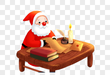 读信的圣诞老人高清图片