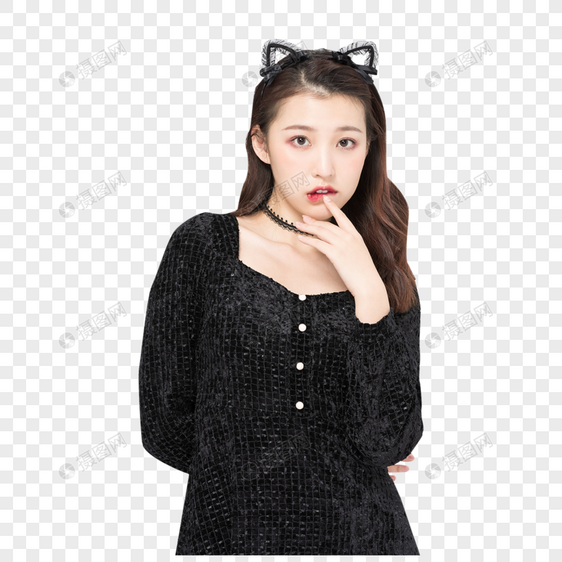 女孩cos猫耳朵写真性感咬嘴唇图片