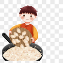 煮饺子的男孩图片