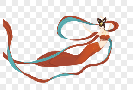 岩彩风敦煌飞天图片素材