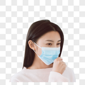 居家不聚支持抗疫美女戴口罩素材