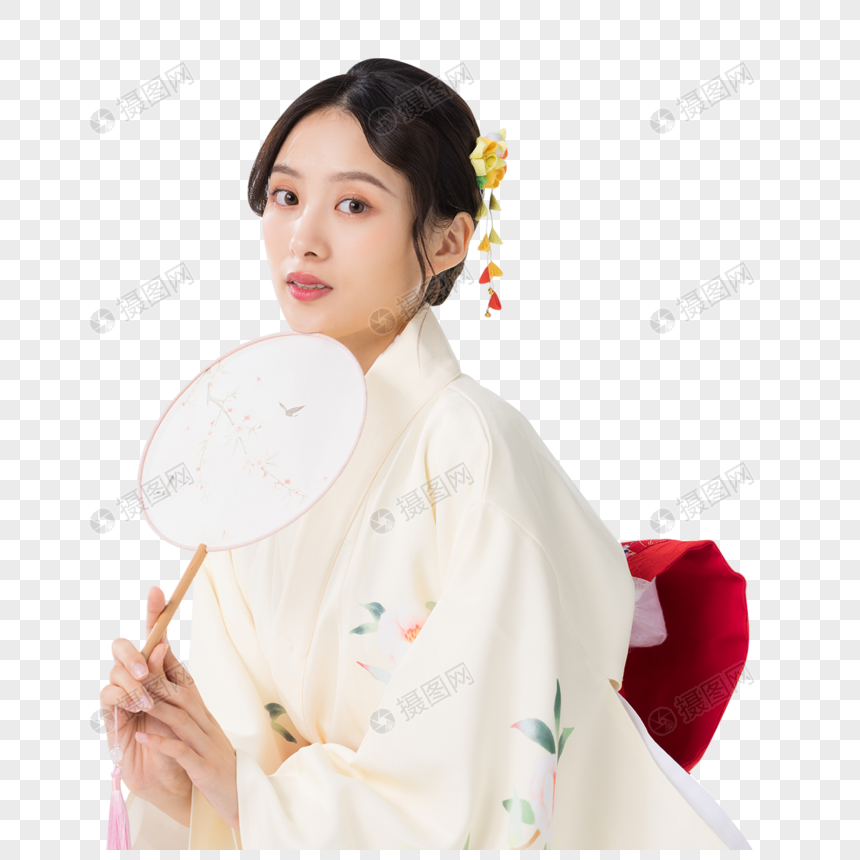 穿和服美女手拿扇子元素素材下载 正版素材 摄图网 穿和服美女手拿扇子元素素材下载 正版素材 摄图网