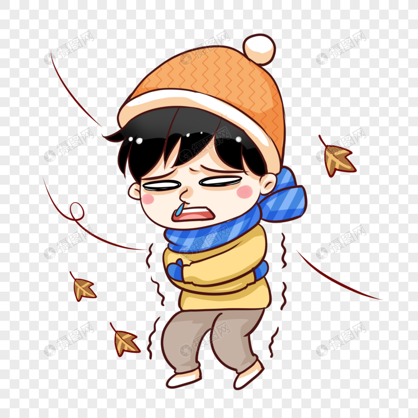 冬季冷风中瑟瑟发抖的行人