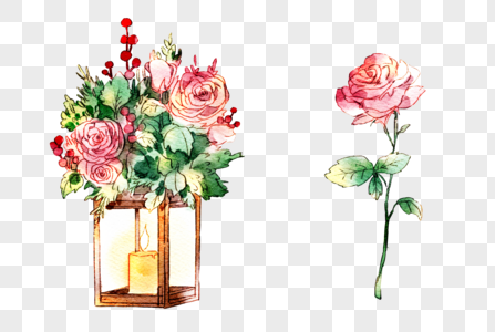 水彩清新玫瑰装饰图片