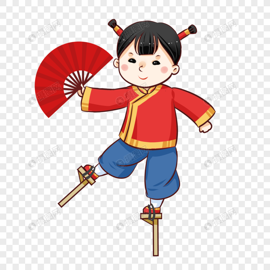 新年福娃踩高跷