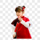 中国风唐装可爱小女孩新年游玩图片