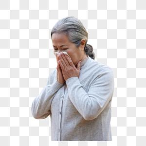 老年人老奶奶里流感擦鼻涕图片
