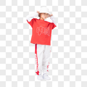 穿红色服装跳街舞的儿童高清图片