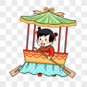 新年划旱船的女孩图片素材