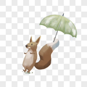 打伞的松鼠图片