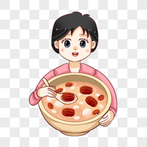 吃腊八粥的女孩图片素材