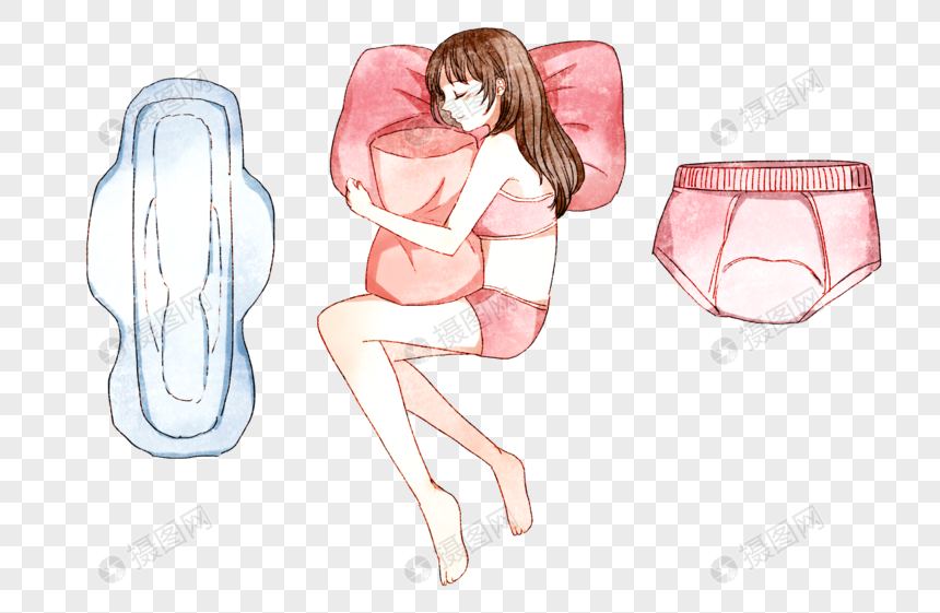卫生巾与安睡的女孩图片