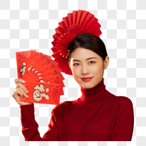 中国风国潮美女新年发红包图片