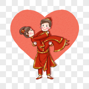 穿中式婚服的情侣图片