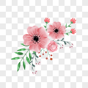 水彩手绘粉色花束图片