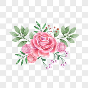 水彩手绘玫瑰花束图片