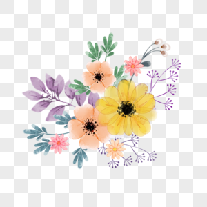 水彩手绘野花花束图片