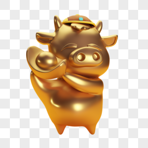 抱着金元宝的金牛图片素材