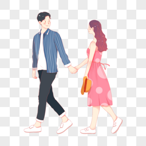 情人节之情侣牵手散步图片