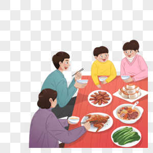 牛年防疫疫情吃年夜饭素材