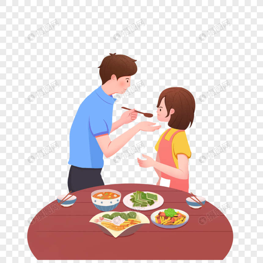 吃晚餐的情侣
