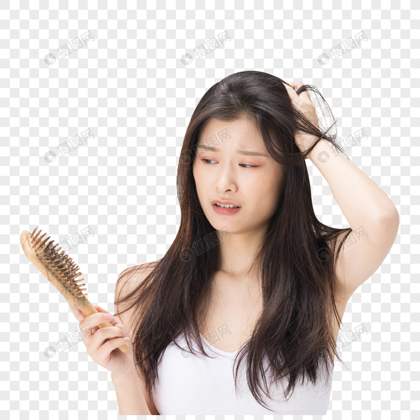 女性梳头掉发脱发困扰烦恼