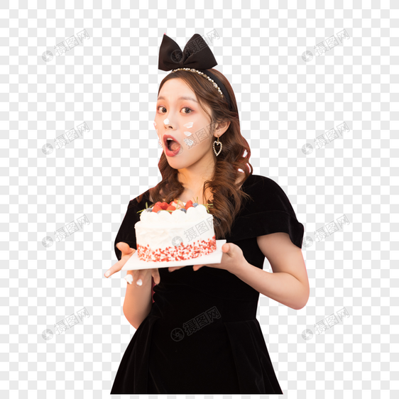 甜心女孩吃蛋糕图片