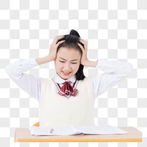 教室学习困恼的中学生图片素材