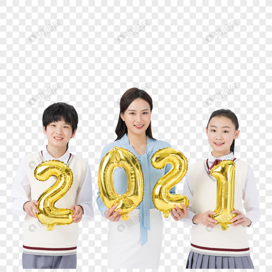 教师与学生欢乐迎接新年图片