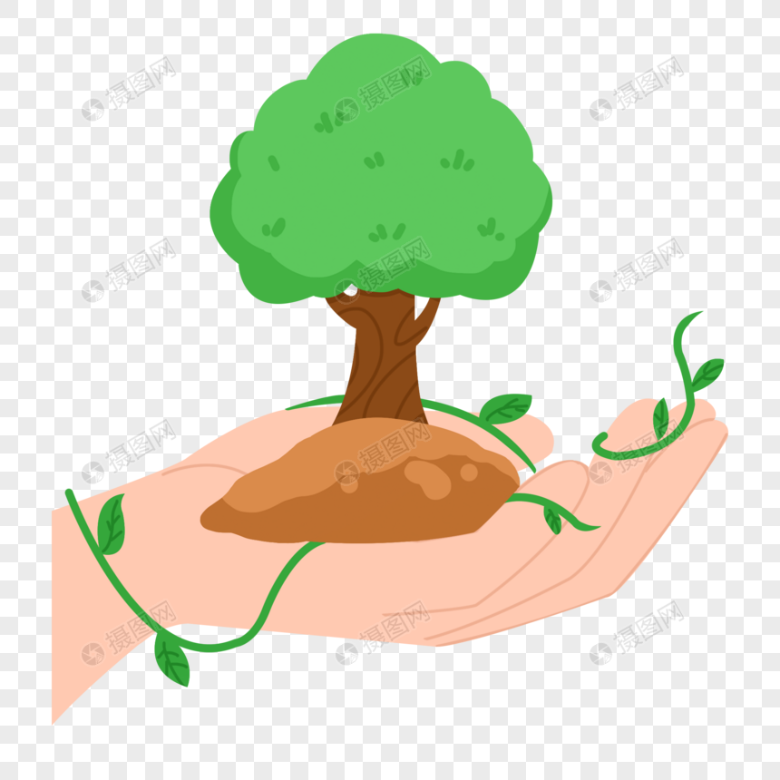 植树节保护树木卡通元素