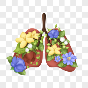 肺写实肺草画高清图片