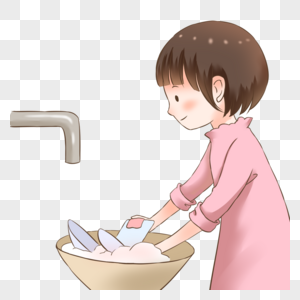 地铁站用水刷碗的女孩素材