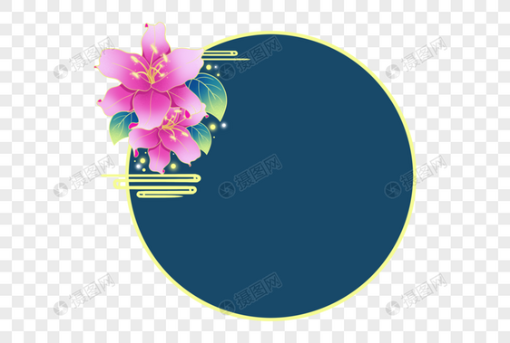 国潮花卉边框图片