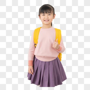 背书包准备去上学的小女孩图片