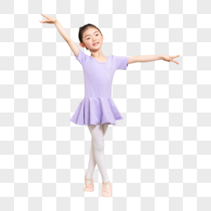 舞蹈室练习芭蕾舞的小女孩高清图片