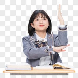 课堂上举手抢答的大学生图片素材