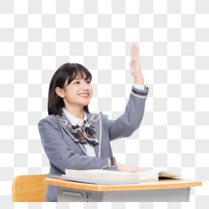 课堂上举手抢答的大学生图片素材