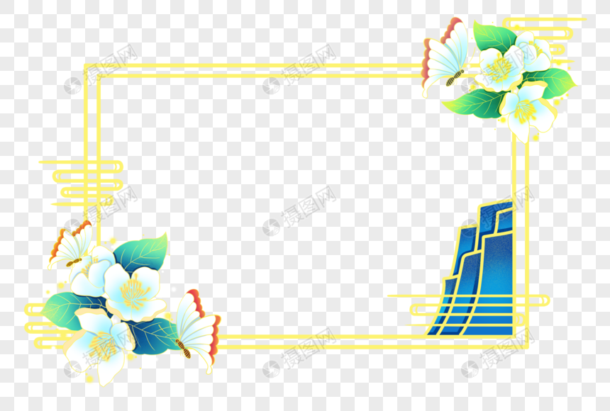 国潮茉莉花边框图片