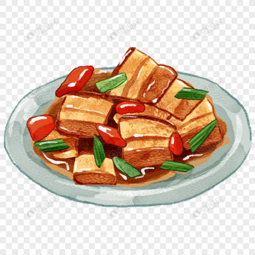回锅肉八大菜系中国菜川菜手绘美食免扣素材