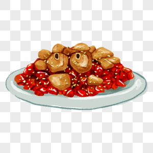 辣子鸡八大菜系中国菜川菜手绘美食免扣素材图片素材