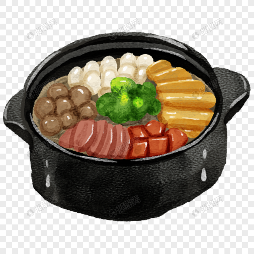 一品锅徽菜手绘美食