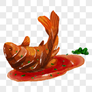糖醋鲤鱼鲁菜手绘美食图片素材